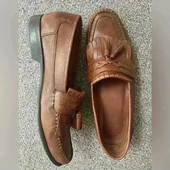 Bass Kiltie Tassel Loafers 13M Men’s Soft Chestnut Brown Leather - Picture 3 of 7